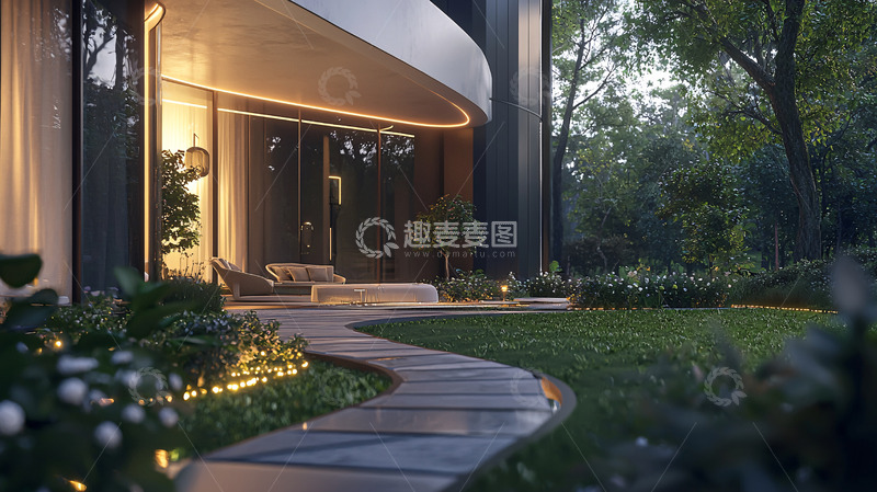 高清大图下载【趣麦麦图】现代风格别墅夜景