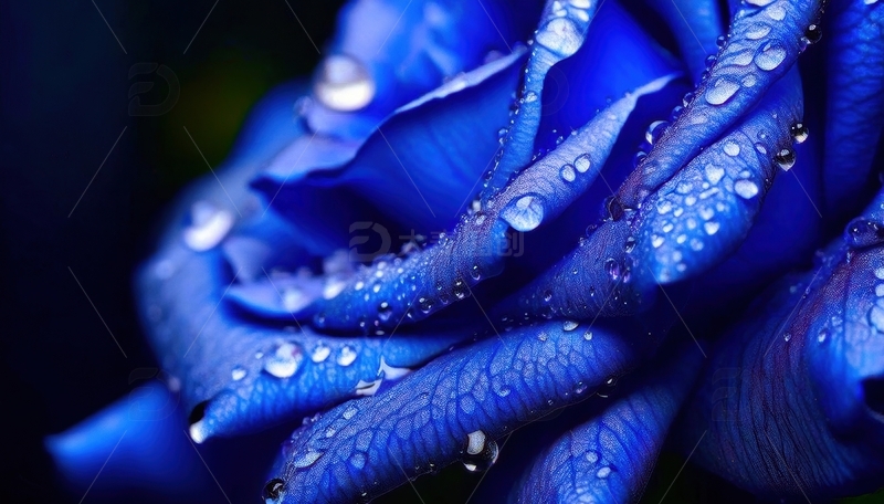 高清大图下载【趣麦麦图】带水珠的蓝色花瓣景致1
