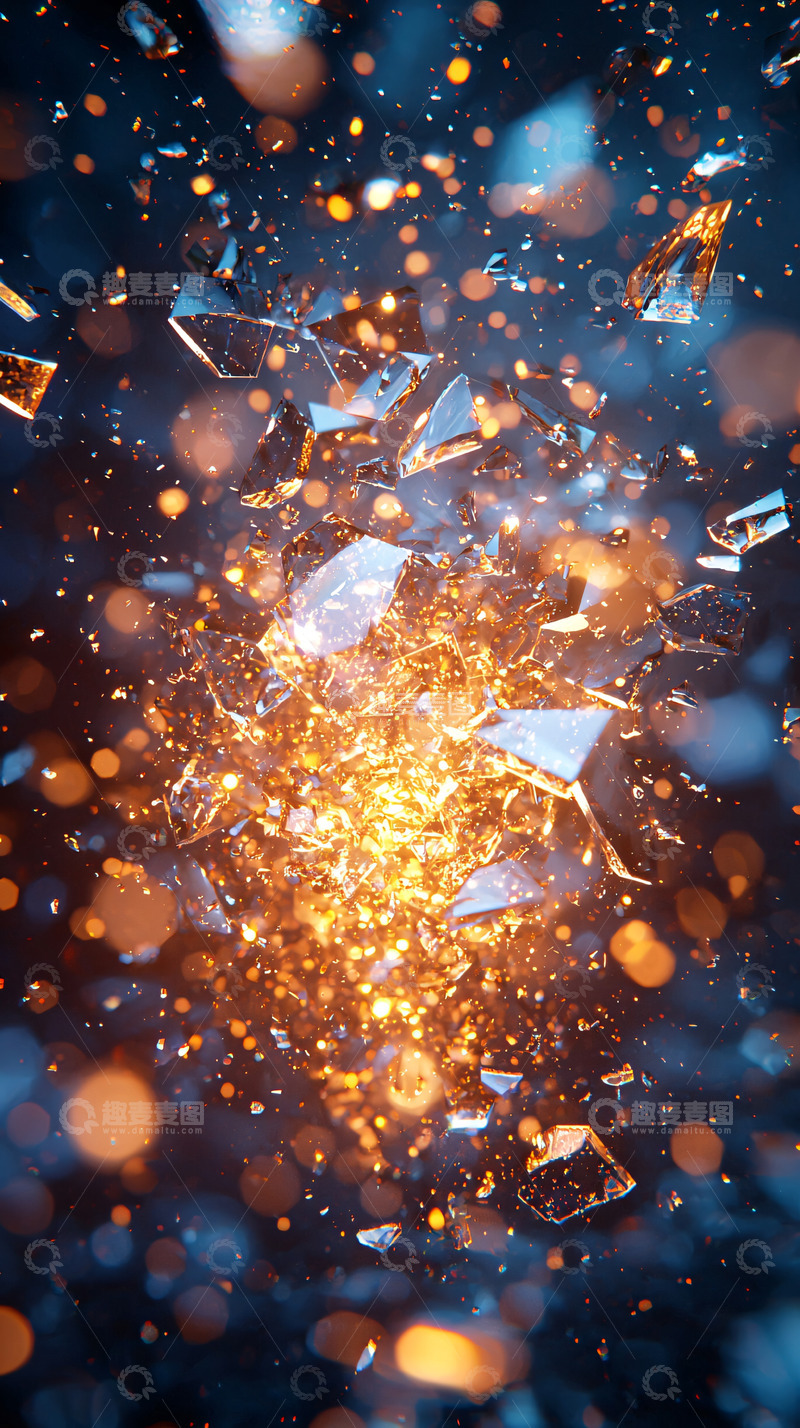 高清大图下载【趣麦麦图】金色碎片爆炸