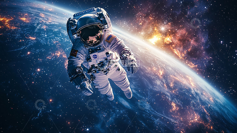 高清大图下载【趣麦麦图】宇航员太空行走