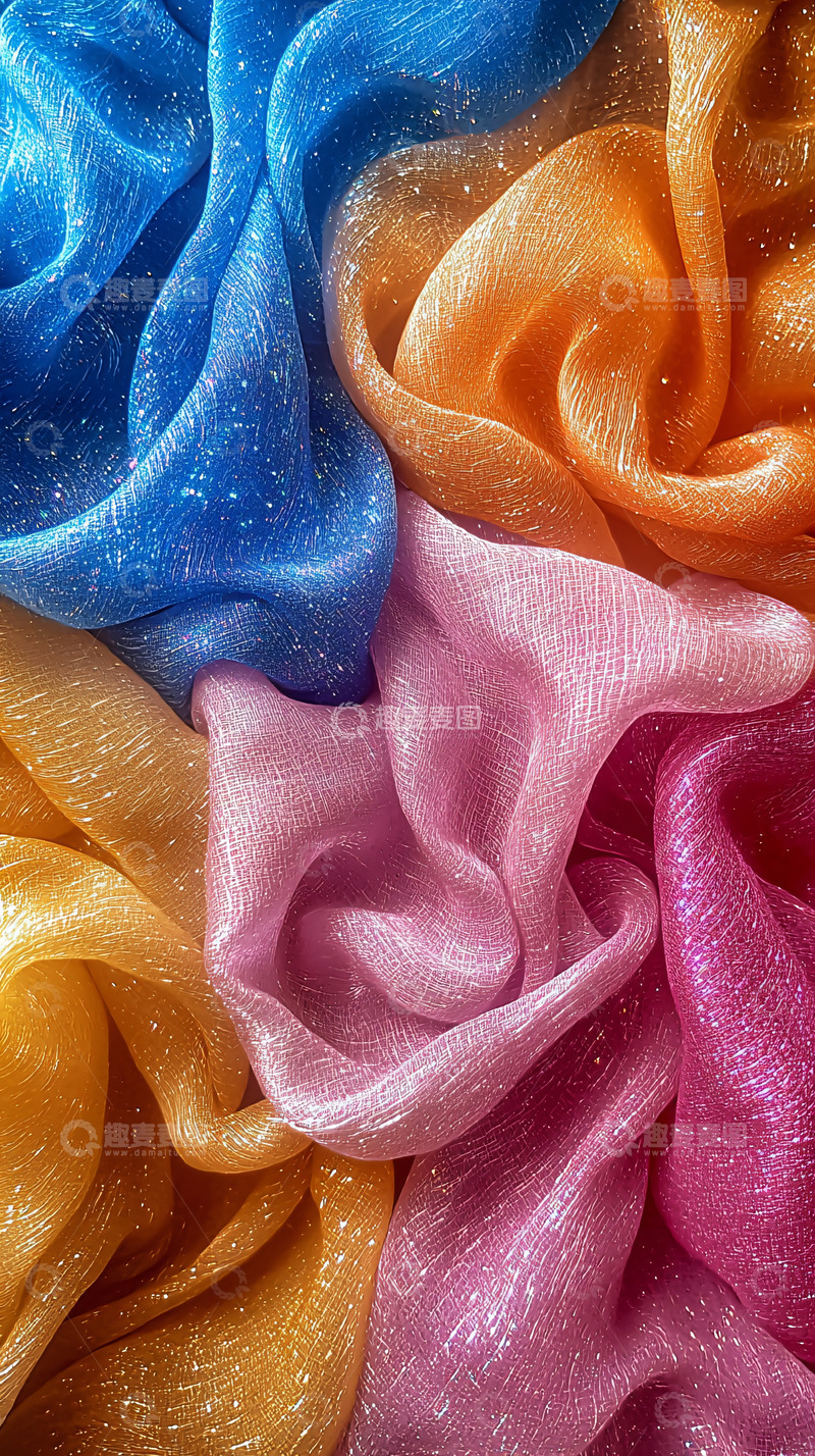 高清大图下载【趣麦麦图】彩色丝绸布料交织