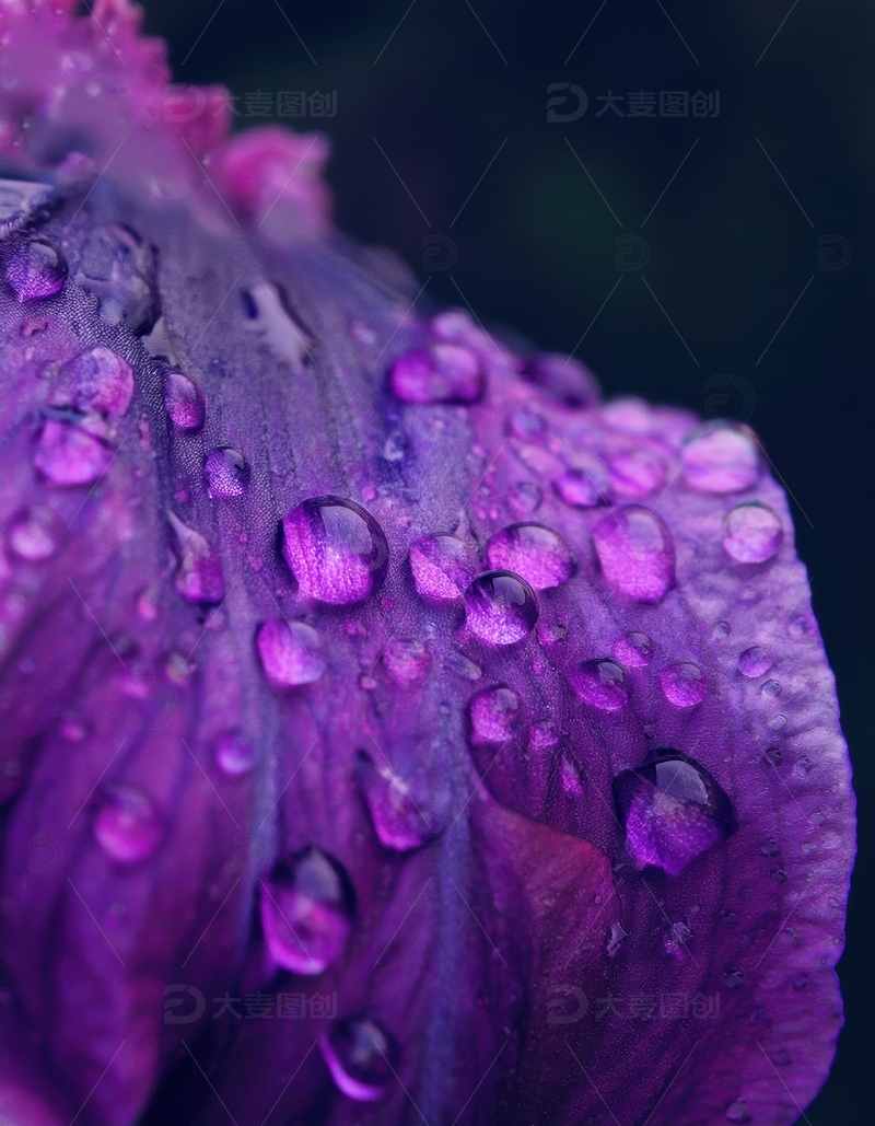 高清大图下载【趣麦麦图】带水珠的紫色花瓣特写1