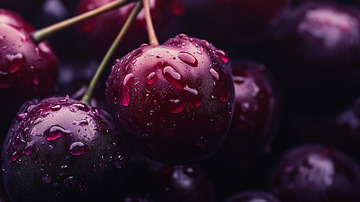 新鲜红樱桃特写