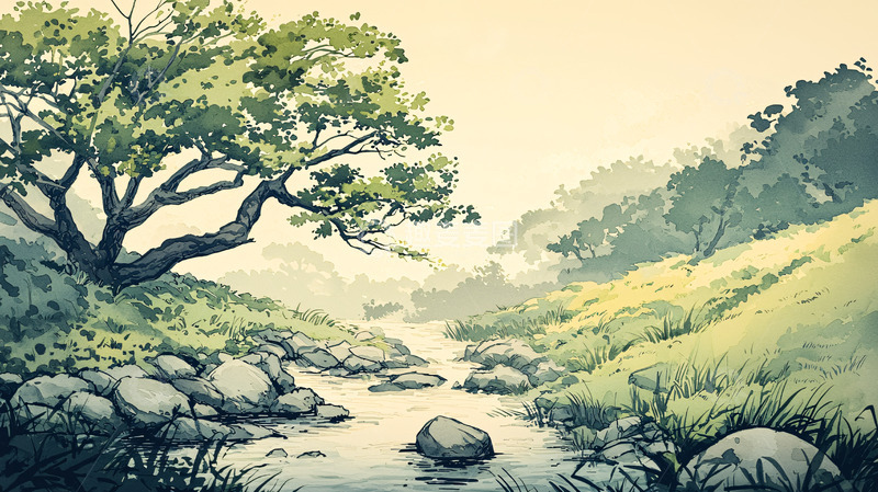 高清大图下载【趣麦麦图】水彩画风景
