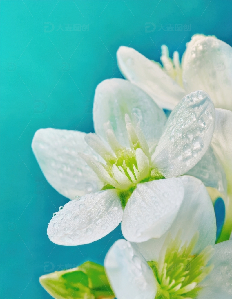高清大图下载【趣麦麦图】带水珠的白色小花特写