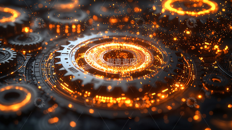 高清大图下载【趣麦麦图】燃烧的金属齿轮