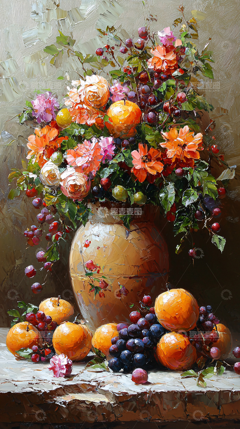 高清大图下载【趣麦麦图】静物油画水果花卉