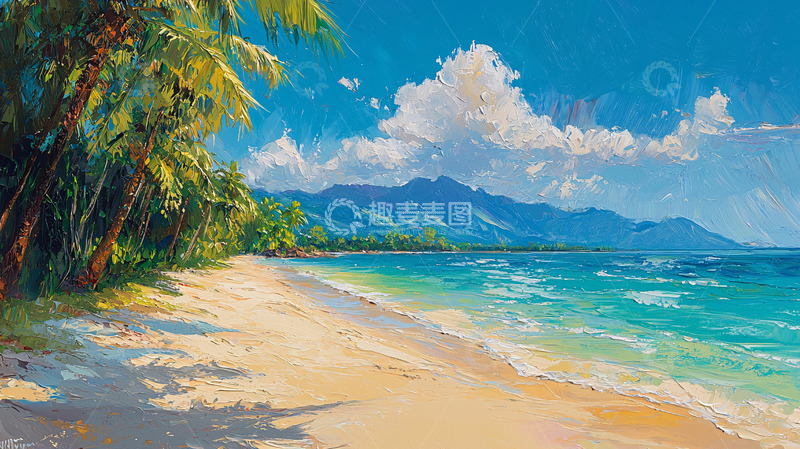 高清大图下载【趣麦麦图】热带海滩风景画