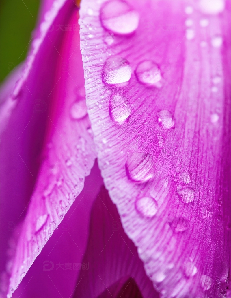 高清大图下载【趣麦麦图】粉色花瓣水珠分布细节
