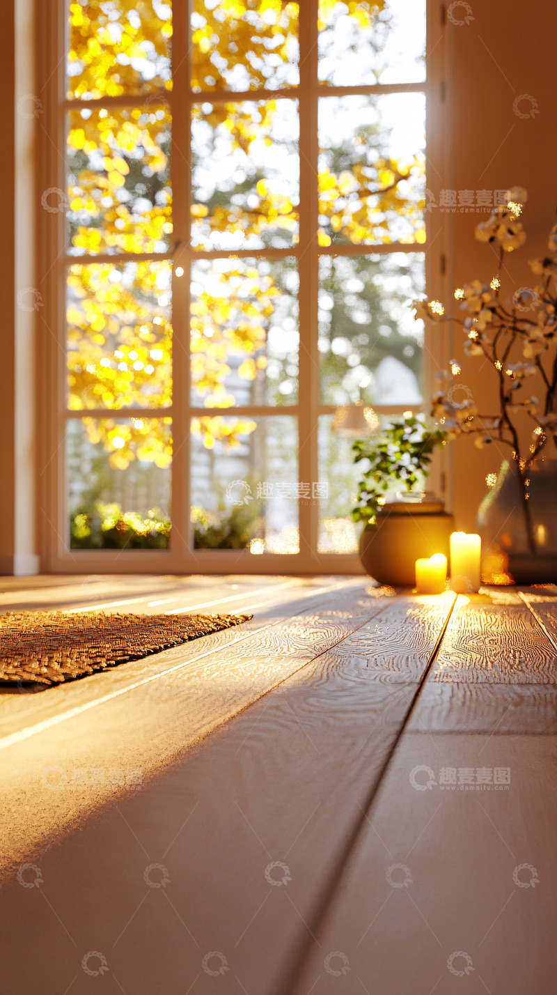 高清大图下载【趣麦麦图】阳光透过窗户洒在地板