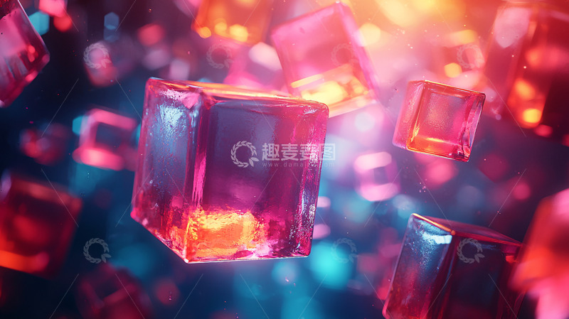 高清大图下载【趣麦麦图】彩色透明立方体