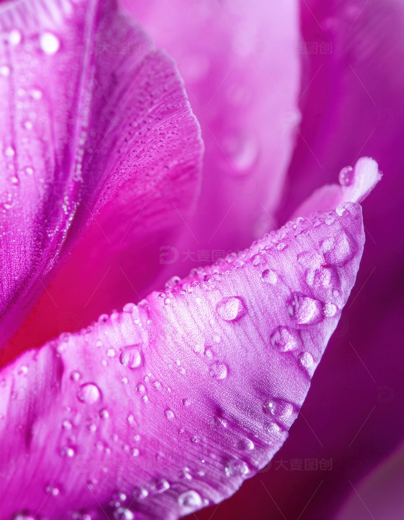 高清大图下载【趣麦麦图】覆水珠的粉色花瓣景致