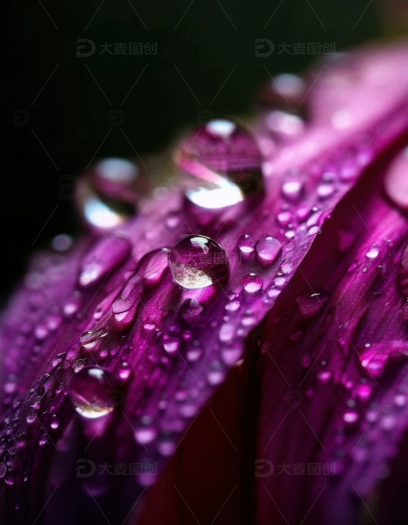 高清大图下载【趣麦麦图】紫色花瓣水珠光影画面