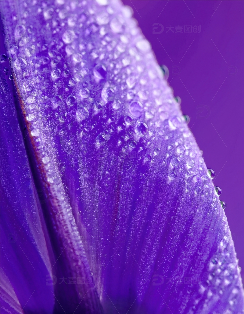 高清大图下载【趣麦麦图】紫色花瓣水珠分布