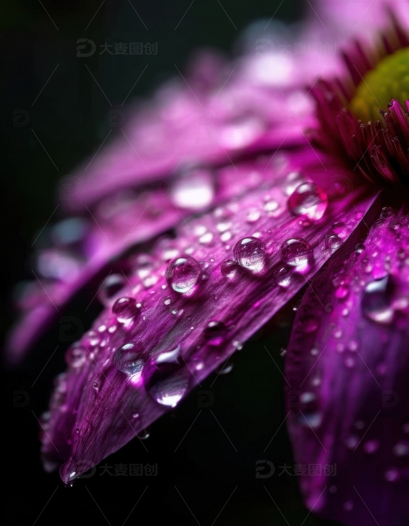 高清大图下载【趣麦麦图】紫色花瓣水珠细节近景