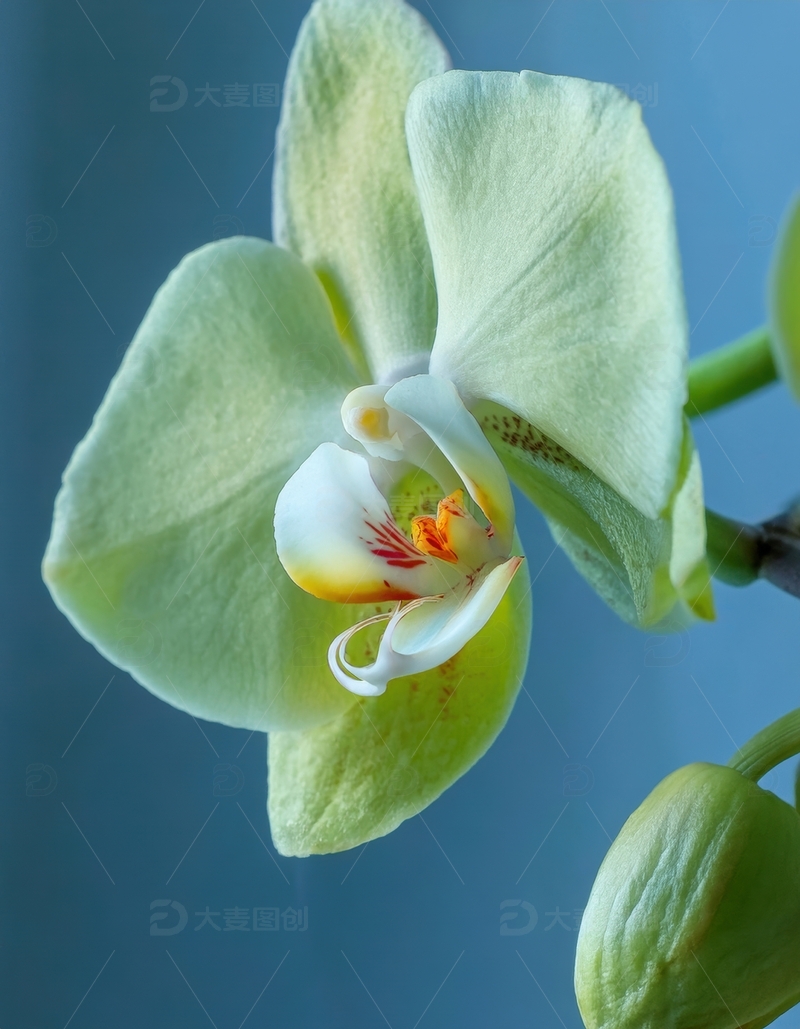 高清大图下载【趣麦麦图】淡绿色兰花的柔美姿态