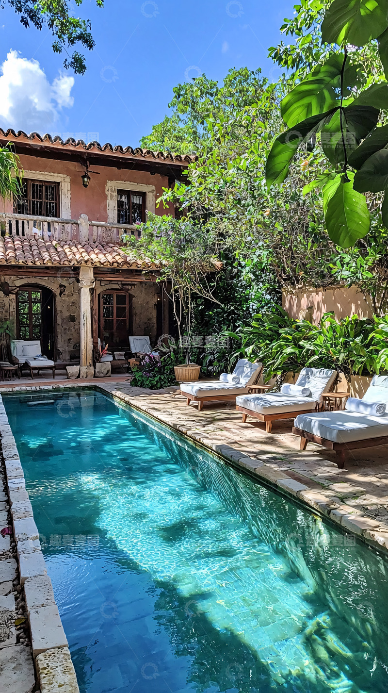 高清大图下载【趣麦麦图】泳池别墅度假胜地