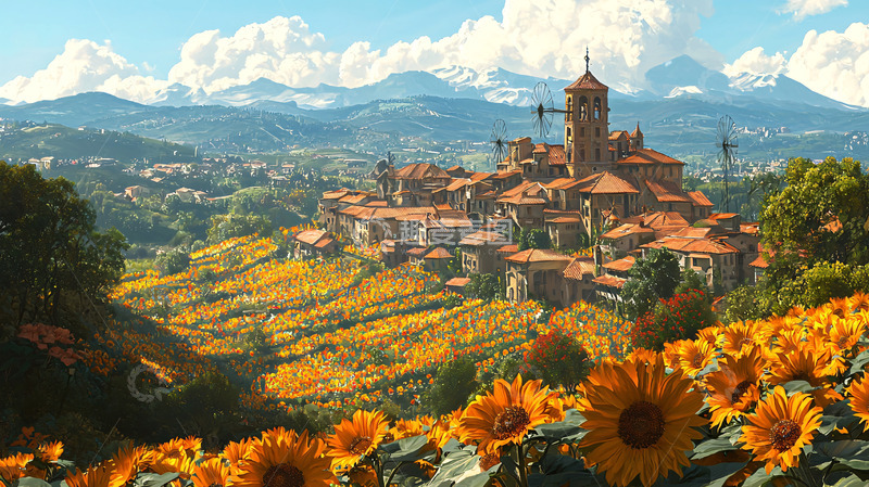 高清大图下载【趣麦麦图】山间小镇