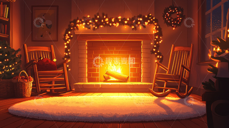 温暖壁炉圣诞夜