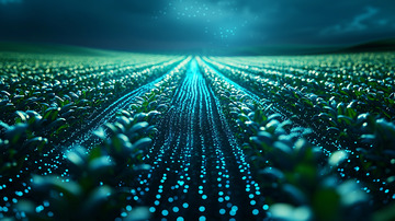 夜幕下的科技农业田野