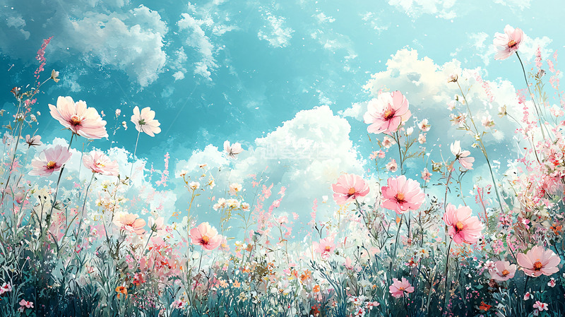 高清大图下载【趣麦麦图】梦幻粉色花田
