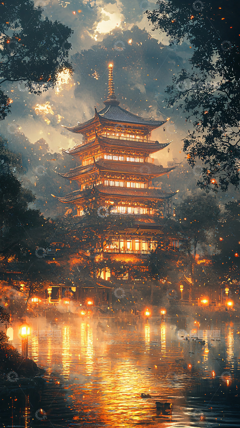 高清大图下载【趣麦麦图】古风建筑夜景唯美如画