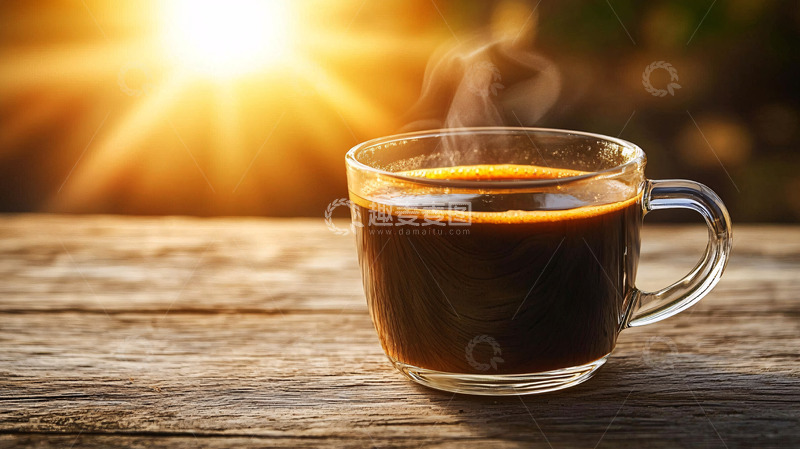 高清大图下载【趣麦麦图】清晨阳光下的一杯热咖啡