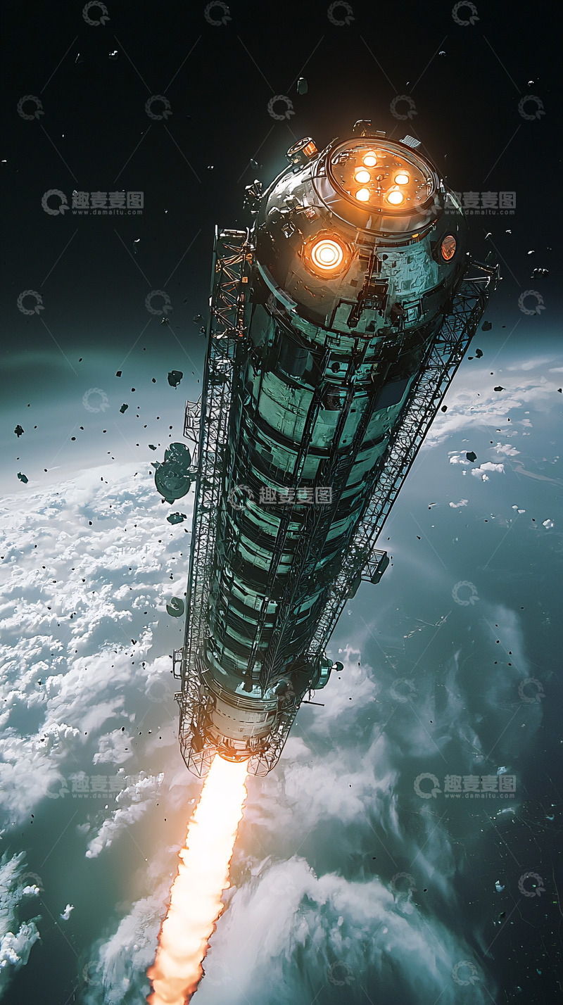 高清大图下载【趣麦麦图】太空飞船垂直发射