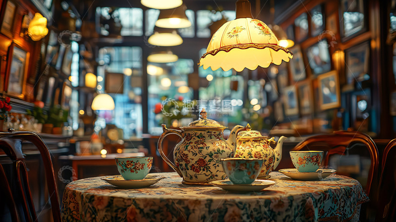 高清大图下载【趣麦麦图】精致的茶具摆放在桌子上