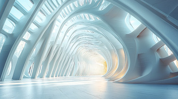 未来科技感建筑走廊