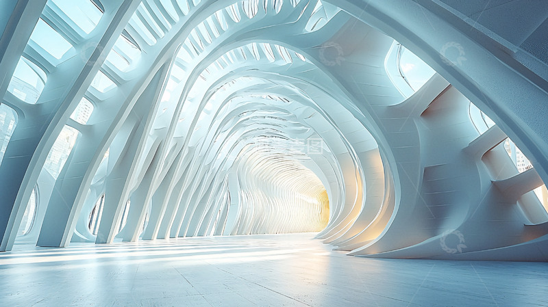 高清大图下载【趣麦麦图】未来科技感建筑走廊