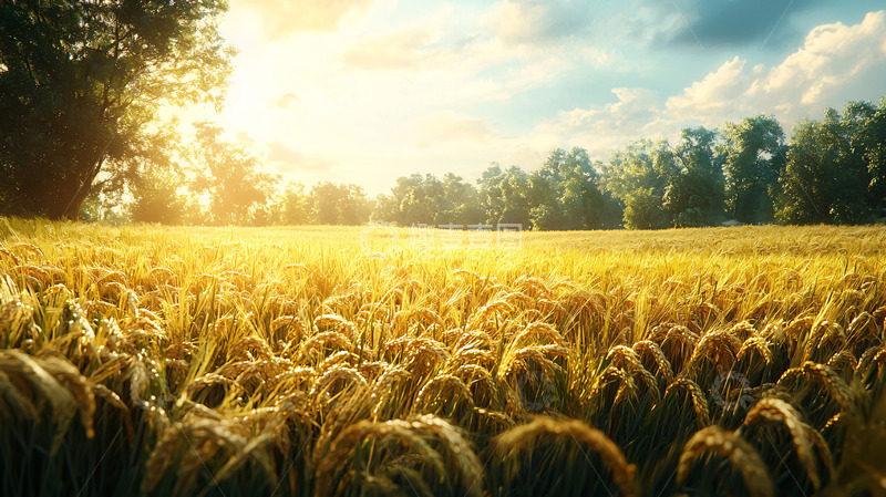 高清大图下载【趣麦麦图】金色的麦田在阳光下闪耀