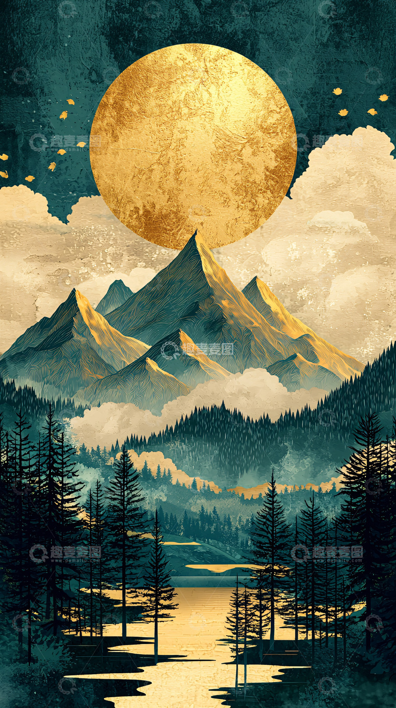 高清大图下载【趣麦麦图】-金色月亮山脉
