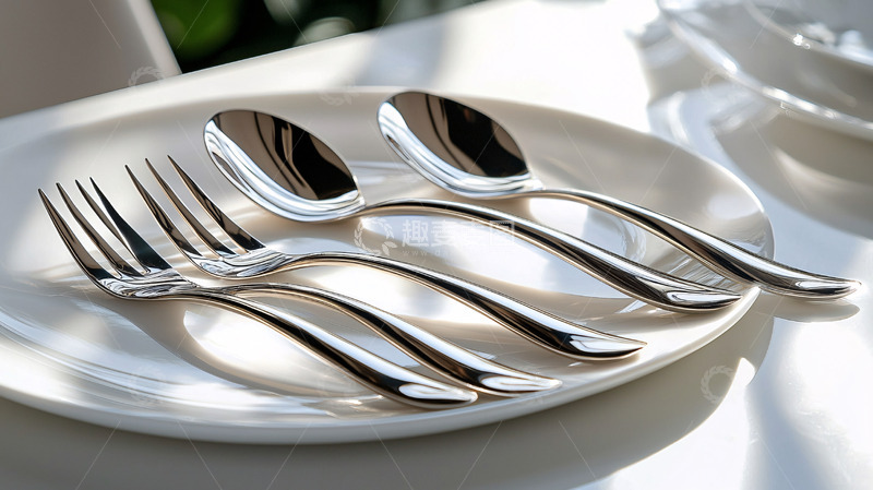 高清大图下载【趣麦麦图】银色餐具特写