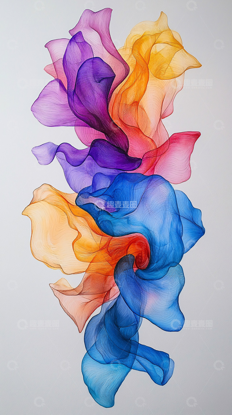 高清大图下载【趣麦麦图】彩色丝绸飘动
