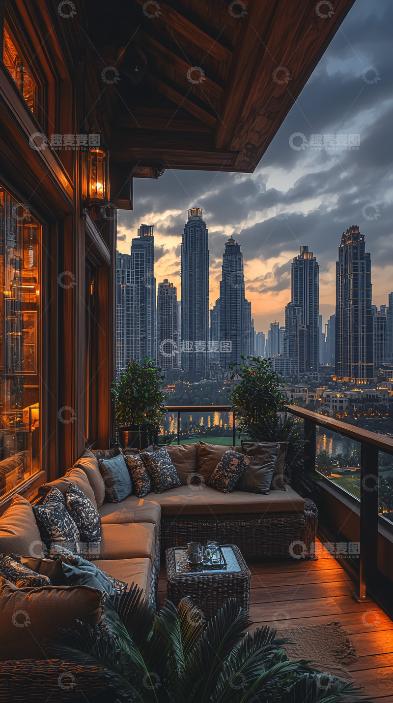 高清大图下载【趣麦麦图】都市夜景阳台