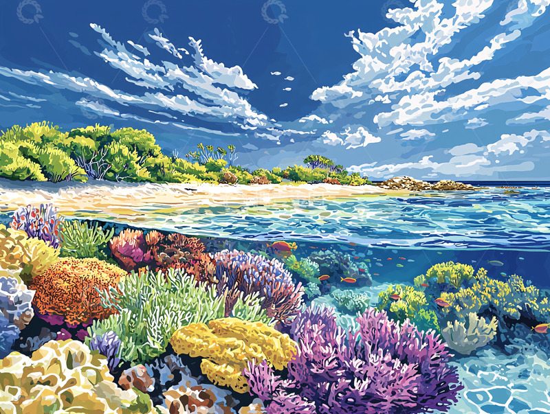高清大图下载【趣麦麦图】阳光沙滩珊瑚海