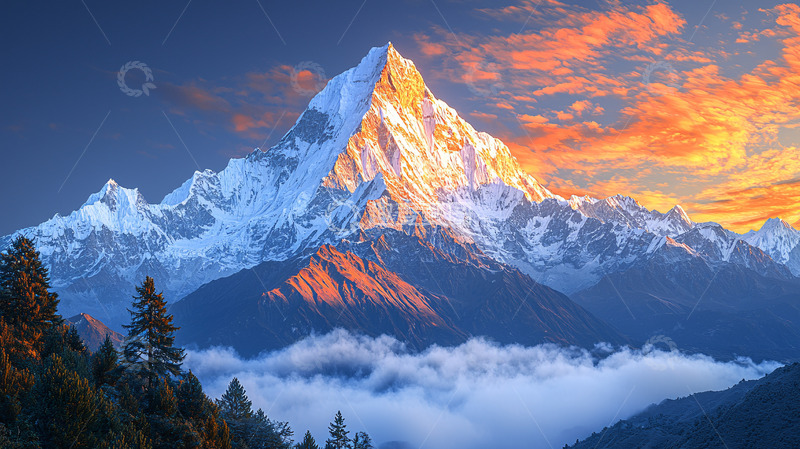 高清大图下载【趣麦麦图】日出雪山壮丽景色