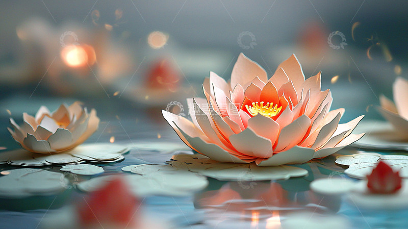 高清大图下载【趣麦麦图】光影梦幻莲花高清壁纸