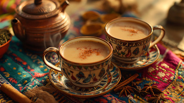 暖色调的茶与茶具特写