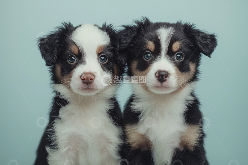 高清大图下载【趣麦麦图】两只可爱迷你澳洲牧羊犬幼犬