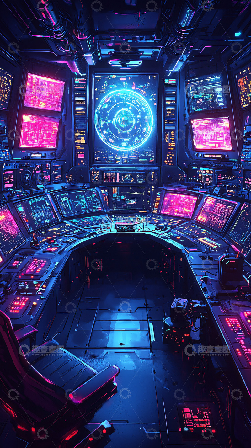 高清大图下载【趣麦麦图】宇宙飞船控制室
