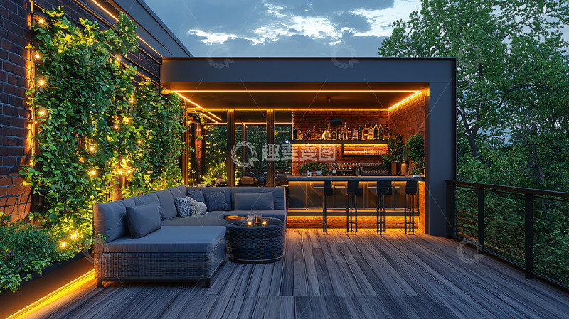 高清大图下载【趣麦麦图】现代风格屋顶露台
