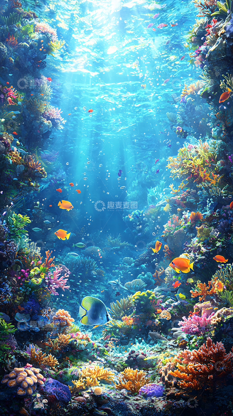 高清大图下载【趣麦麦图】梦幻般海底珊瑚礁世界