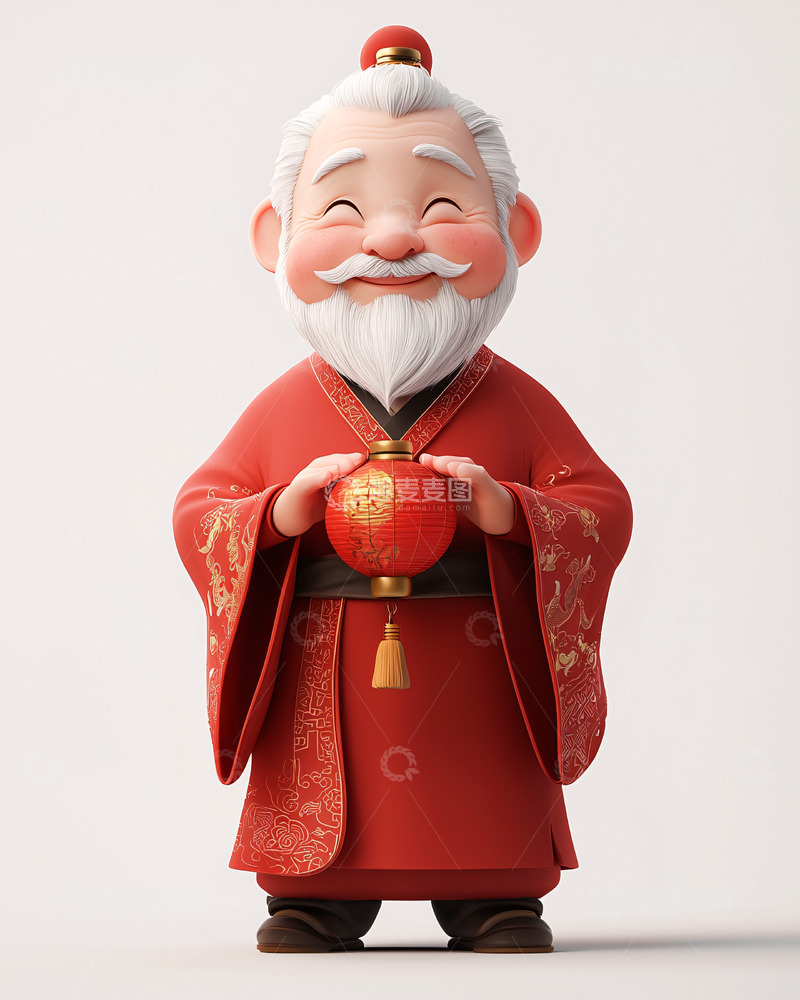 高清大图下载【趣麦麦图】卡通中国风老爷爷