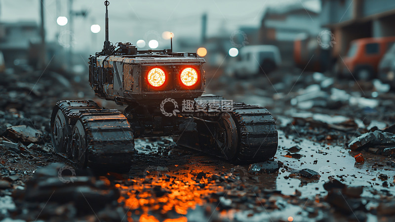 高清大图下载【趣麦麦图】废土风格小型履带机器人