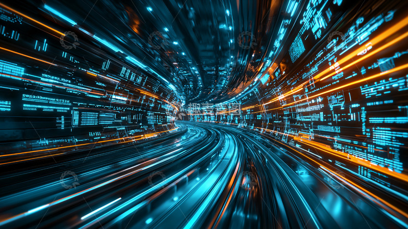 高清大图下载【趣麦麦图】光速数据隧道