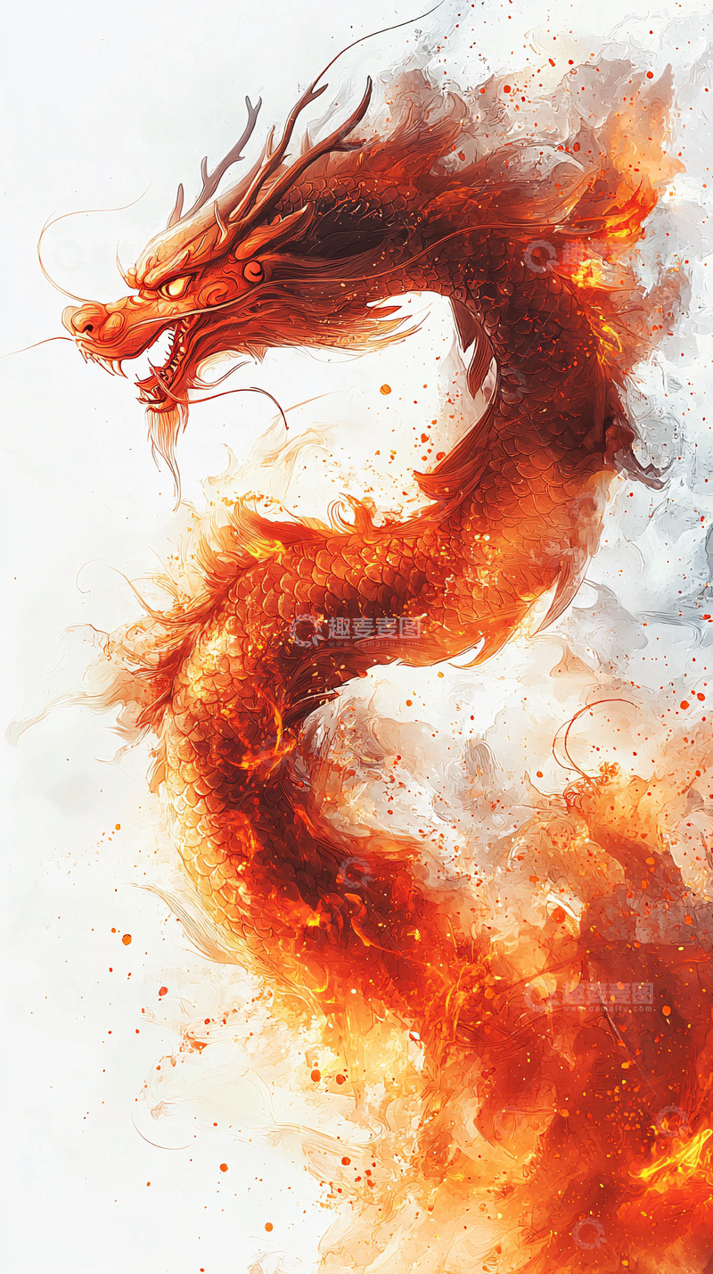 高清大图下载【趣麦麦图】火红色东方巨龙