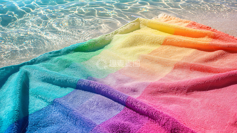 高清大图下载【趣麦麦图】彩虹沙滩巾