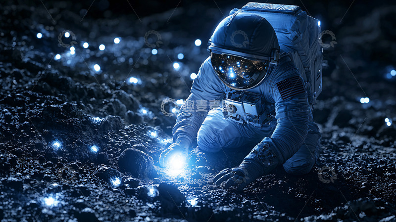 高清大图下载【趣麦麦图】宇航员月球采样